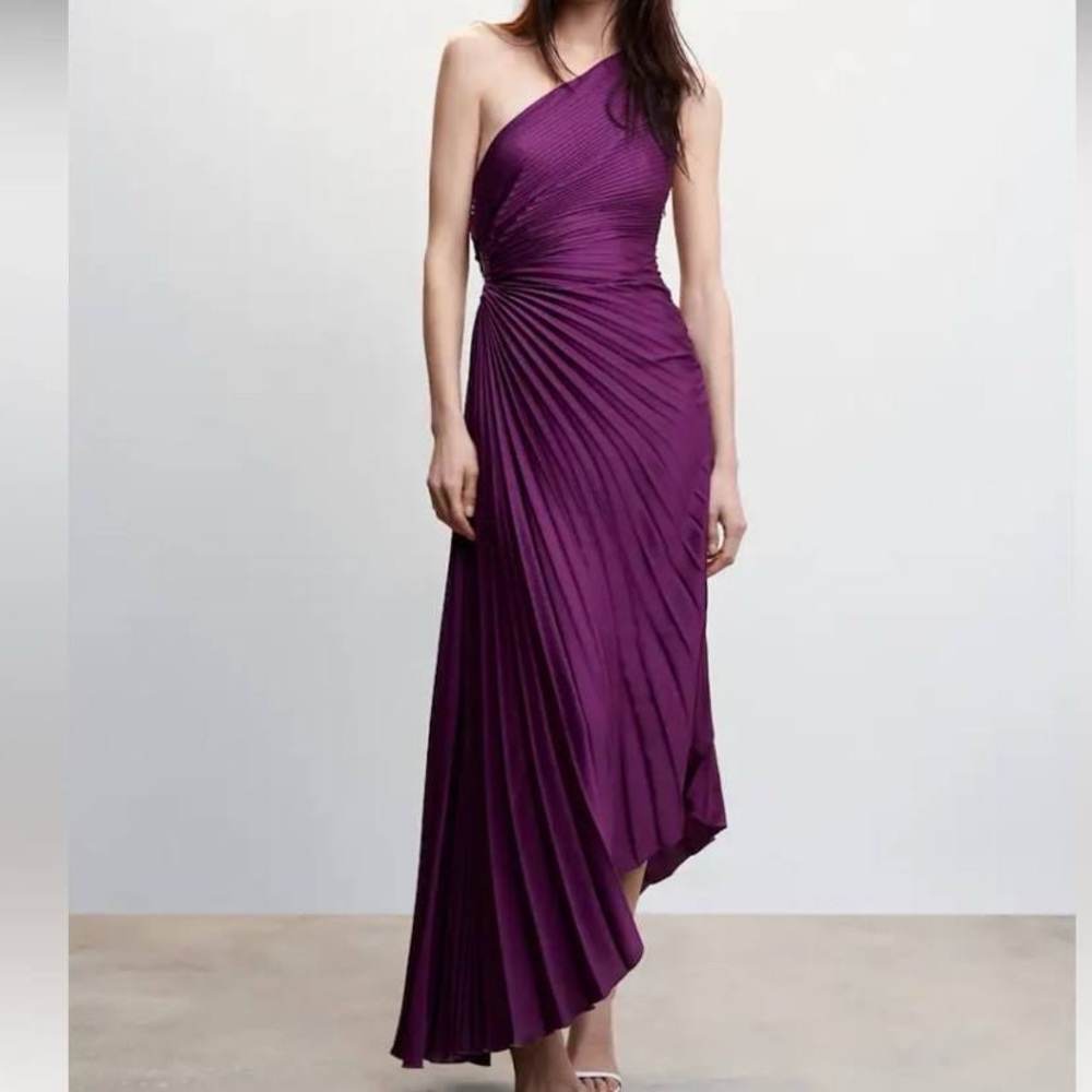 Mango Asymmetrical Pleated Dress NWT